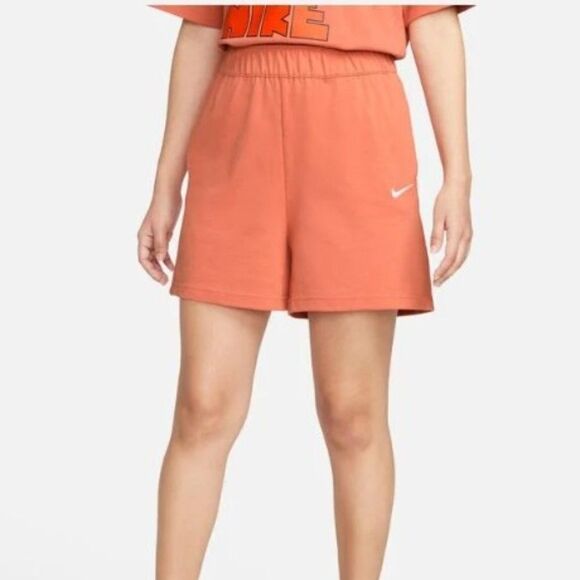Nike Women's Loose Fit High Rise Jersey Shorts Madder Root DM6728-827 - Picture 4 of 11